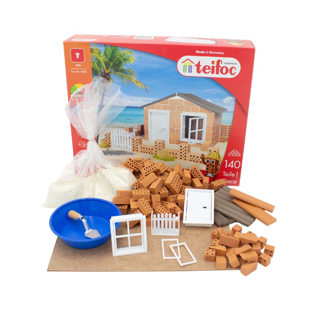 A beach house made of mini bricks teifoc stone building sets